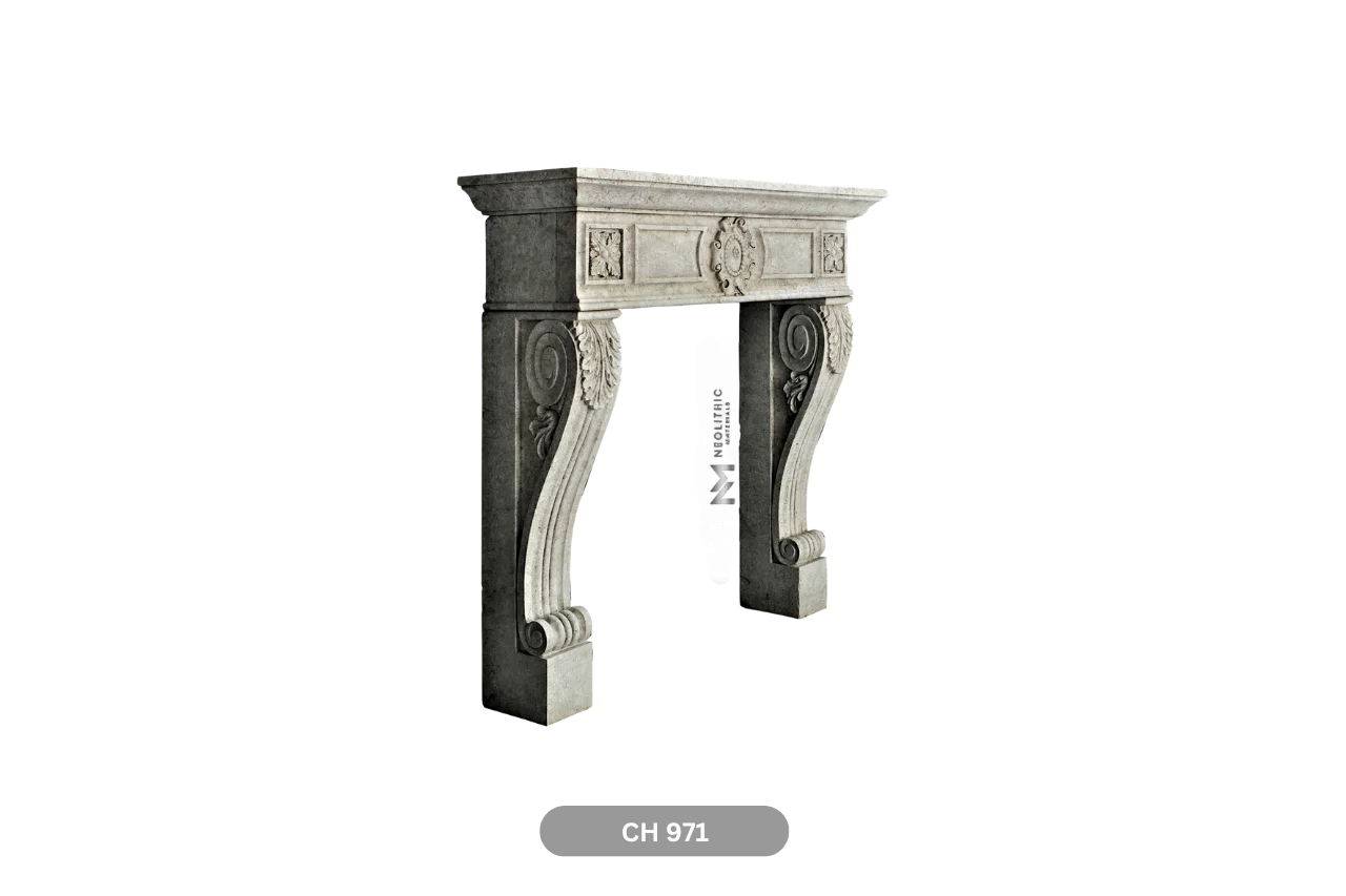 Limestone Fireplace Mantel - Image 3